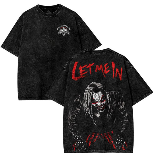 Bray Wyatt the Fiend Vintage Washed T-Shirt WWE Horror Graphic Tee Wrestling Streetwear Oversized Cotton Unisex Crewneck
