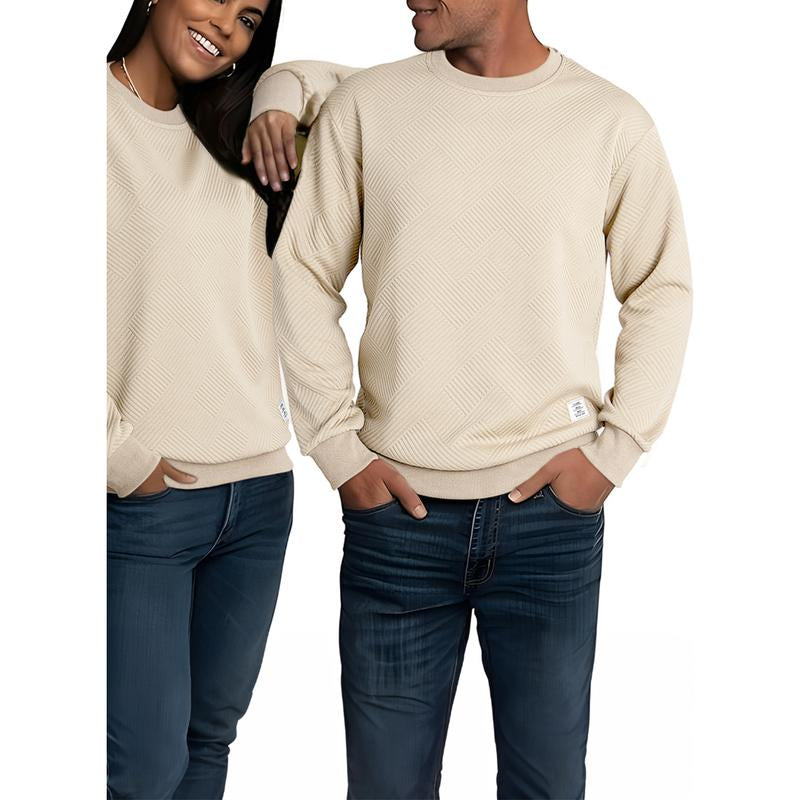 Dokotoo Men Men'S Crewneck Sweatshirts Soild Color Geometric Texture Long Sleeve Casual Pullover Shirt